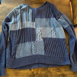 American Eagle Outfitters Textured Blue Patchwork Sweater